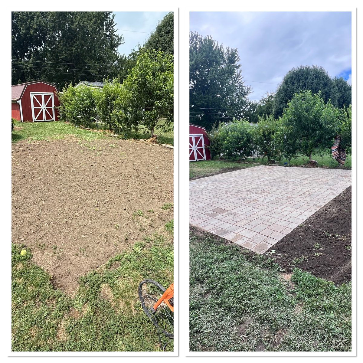 Before and after: a backyard paver patio we installed in Clinton County.